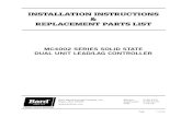 INSTALLATION INSTRUCTIONS REPLACEMENT PARTS .INSTALLATION INSTRUCTIONS & REPLACEMENT PARTS LIST ...