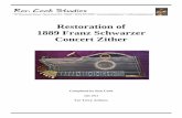 Restoration of 1889 Franz Schwarzer Concert Zither · concert zither has 32 strings that include 3 contrabass. This one has 38 strings and has 9 This one has 38 strings and has 9