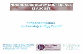“Important factors in choosing an Egg Donor”familiesthrusurrogacy.com/.../8B-Important-Factors-in-Choosing-an... · Dr Elias Tsakos MD, FRCOG ... CV & “conflicts of interest”