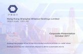 Hong Kong Shanghai Alliance Holdings Limited Stock … · Hong Kong Shanghai Alliance Holdings Limited Stock code: 1001.HK Corporate Presentation October 2017 ... (VA/VE) Processing