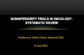 Non inferiority trials in oncology: systematic revie inferiority trials in oncology... · Basics of non-inferiority trials ... Such a design assumes that benefits are expected on