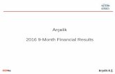 Arçelik 2016 9-Month Financial Results Q3 Results.pdf · • Arçelik A.Ş., outperforming market-average growth in MDA, TV and A/C in domestic markets • Ongoing organic growth