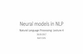Neural models in NLP - ut · Neural models in NLP ... CS231n Convolutional Neural Networks for Visual Recognition: