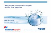 Membranes for water electrolysis and for flow batteries · ion-exchange membranes for humidifers, electrodialysis and electrolysis ... Microsoft PowerPoint - 15_00.ppt [Kompatibilitätsmodus]