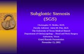 Subglottic Stenosis (SGS) - University of Texas … · Subglottic Stenosis (SGS) Christopher D. Muller, M.D. ... –Syphilis, tuberculosis, typhoid, ... Anatomy Boundaries of the