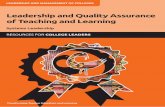 Leadership and Quality Assurance of Teaching and Learning Development/Leadership and... · Leadership and Quality Assurance of Teaching and Learning LEADERSHIP AND MANAGEMENT OF COLLEGES