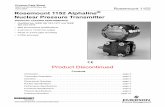 Rosemount 1152 Alphaline® Nuclear Pressure Transmitter · Nuclear Pressure Transmitter ... 4–20 mA dc or 10–50 mA dc (seismic qualification only). ... Carbon steel, AISI 1010