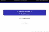 Consciousness I - A Hard Problem - carlotta pavese · Consciousness I A Hard Problem ... Science, Univ. of Indiana 1993 ... Putnam, Fodor, Minsky, Smolensky Problem: ? (aside from