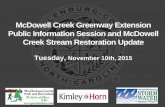 McDowell Creek Greenway Extension Public Information ... · McDowell Creek Greenway Extension Public Information Session and McDowell Creek Stream Restoration Update Tuesday, ...