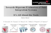 Towards Rigorous Evaluation of Data Integration Systems … · QDB 2016 - Towards Rigorous Evaluation of Data Integration Systems Overview • Challenges of evaluating integration