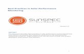 Best Practices In Solar Performance Monitoring - … · i BestPrac*cesinSolar%Performance% Monitoring!! Version1.0 ABSTRACT This!documentdescribes!bestprac6ces!in!solar!performance!monitoring!and!how