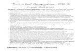 “Math is Cool” Championships – 2012-13 - wamath.net 5… · Individual Awards are determined by the sum of an individual’s Mental Math score and Individual Test score. ...