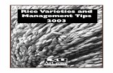 Rice Varieties and Management Tips 2003 - Texas … · tion will help you decide which rice varieties are best ... letters in parentheses to indicate the state of origin of ... Rice