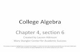 College Algebra - sctcc.edu Algebra... · College Algebra Chapter 4, section 6 Created by Lauren Atkinson Mary Stangler Center for Academic Success This review is meant to highlight