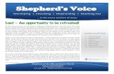 Shepherd’s Voice Sshepherdhills-church.org/wp-content/uploads/2012/11/Voice-2015.03.pdf · 3’ March’2015’ LentenSoupSuppersContinueUntilEaster & Shepherd’s* Fellowship/Soup