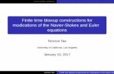 Finite time blowup constructions for modifications of …helper.ipam.ucla.edu/publications/tdm2017/tdm2017_13915.pdf · Navier-Stokes and Euler Finite time blowup constructions for