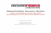 Stakeholder Session Notes - Ontario Power Generation · Stakeholder Session Notes ... Mini Auditorium Mezzanine Level 700 University Avenue, ... updated Darlington PSA would be prepared
