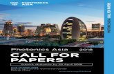Photonics Asia 2018 CALL FOR PAPERS - SPIE · Giger, The Univ. of Chicago ... 2 SPIE PHOTONICS ASIA 2018 • SPIE PHOTONICS ASIA 2018 Contents PA101 High-Power Lasers and Applications