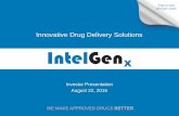 Innovative Drug Delivery Solutionss2.q4cdn.com/790425727/files/doc_presentations/2016/IGXT-Aug-22... · 9 For Erectile Dysfunction • The first oral thin film using IntelGenx proprietary