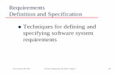 Requirements Definition and Specification u …bmitchell/course/mcs451/Ch_7_1.pdf · Requirements Definition and Specification uTechniques for defining and specifying software system