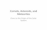 Comets, Asteroids, and Meteorites - uwyo.eduphysics.uwyo.edu/~pjohnson/astro1050/Lecture 12 Debris.pdf · Comets, Asteroids, and Meteorites Clues to the Origin of the Solar System