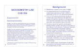 Background BIOCHEMISTRY LAB Photo light · BIOCHEMISTRY LAB CHE-554 Spectrophotometry ... 5 log(Io/I) = A = εCl, C is ... 248-254. (This is one of the most heavily cited