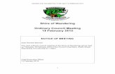 Shire of Wandering Ordinary Council Meeting 19 … FOR THE MEETING TO BE HELD 19 FEBRUARY 2015 1 Shire of Wandering Ordinary Council Meeting 19 February 2015 NOTICE OF MEETING Dear