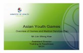 Asian Youth Games - moh.gov.sg · Asian Youth Games Overview of Games ... • Opening and Closing ceremony (2 days), ... Sports Risk High Risk Sports Moderate Risk Sports Low Risk