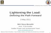 Lightening the Load · Lightening the Load: Defining the Path Forward 3 May 2011 MAJ Steve Meredith Asst. TCM-Soldier ... MBITR Radio BA5590/BB2590 …