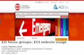 ED focus groups; ECI website usage - Agency for … · ED focus groups; ECI website usage . Lucy Harten-Ash . Emergency Care Institute Advanced Trainee . ED Leadership Forum . 9.