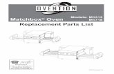 Models: M1313 Matchbox Oven M1718 Replacement Parts List · Replacement Parts List ... Electric Motor Service Baltimo re 410-467-8080 ... Plattsburgh 800-634-5005 Duffy’s Equipment