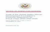 Audit of the United States African Development Foundation ... · Audit of the United States African Development Foundation’s Financial Statements for ... A formal survey of the