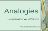 Analogies - Houston Independent School District · Word Analogies Analogies develop logic. ... Double colon (::) ... in this analogy? BOOK : CHAPTER :: fender : automobile