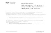 Body corporate agreement form explanatory notes - … Corporate Agreement Application Form... · Section 2—Notes to Application Form Part A Application details 1.Short name of agreement