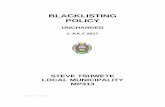 Blacklisting Policy - middelburgsa.co.za POLICIES/2017/Blacklisting... · 3.4 To discourage persons who are blacklisted from re-entering the ... 5.4 As concerns existing business