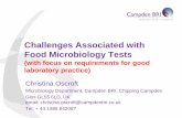 Challenges Associated with Food Microbiology Tests · Challenges Associated with Food Microbiology Tests ... microbial status ... recovery) GLP - Good Bench Practice