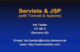 servlets and jsp - toedter.com · What is a Java Server Page? A JSP is a text-based document that ... Poll MVC Architecture JSP Servlet Java / JavaBeans authorization pollAdmin pollEdit