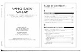 TABLE OF CONTENTS WHO EATS m WHAT 1 · for nests, scorpions, pseudoscorpions, beetles, daddy-longlegs, and other ... o in rotting logs, stumps, and under bark for termites, beetles,