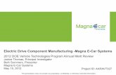 Electric Drive Component Manufacturing -Magna E … · Magna E-Car Systems of America, Inc This presentation does not contain any proprietary, confidential, or otherwise restricted