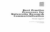 Processes for University Research Commercialisation · Best practice processes for university research commercialisation ... KCA and AIC may have a role in ... The National Principles