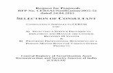 SELECTION OF CONSULTANT - Central Registry of ... Consultant RFP- Final... · SELECTION OF CONSULTANTS Request for Proposals RFP No. CERSAI/Notification/2015-51 dated 24.04.2015 SELECTION