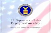 U.S. Department of Labor Employment Workshop Facilitator Slides... · • From resume writing, ... technology and existing state workforce ... applying. 67. Summary of Qualifications.