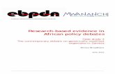 Research-based evidence in African policy debates · Research-based evidence in African policy debates ... jointly funded by the Mwananchi programme and the Evidence-based ... based