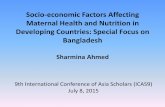Socio-economic factors affecting maternal health … · Socio-economic Factors Affecting Maternal Health and Nutrition in ... (SBA) •Father’s ... Socio-economic factors affecting