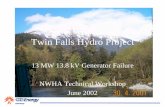 Twin Falls Hydro Project - Northwest Hydroelectric … · Twin Falls Hydro Project 13 MW 13.8 kV Generator Failure NWHA Technical Workshop June 2002
