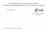 Correlations in multi orbital metals: influence and ... · Correlations in multi orbital metals: influence and fingerprints of the Hund's coupling Josef Stefan Institute, Ljubljana