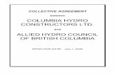 COLUMBIA HYDRO CONSTRUCTORS LTD. - CMAW · collective agreement between columbia hydro constructors ltd. and allied hydro council of british columbia effective date: july 1, 2008