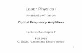 Laser Physics I - University of Alabama at Birminghampeople.cas.uab.edu/~mirov/Lectures 3-4 ch2 fall 2015.pdf · Laser Physics I PH481/581-VT (Mirov) Optical Frequency Amplifiers