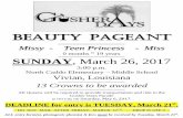 BEAUTY PAGEANT - Gusher Days Festivalgusherdaysfestival.com/wp-content/uploads/2017/03/Gusher-Pageant... · Group judging will follow individual ... Gusher Days Beauty Pageant on