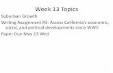Week 13 Topics - Mario G. Valadez Instructor of History · Week 13 Topics Suburban Growth Writing Assignment #3: ... Sleepy Lagoon case 1942-1944 • On August 2, 1942 Jose Diaz was